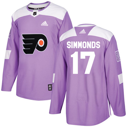 Adidas Flyers #17 Wayne Simmonds Purple Authentic Fights Cancer Stitched NHL Jersey - Click Image to Close